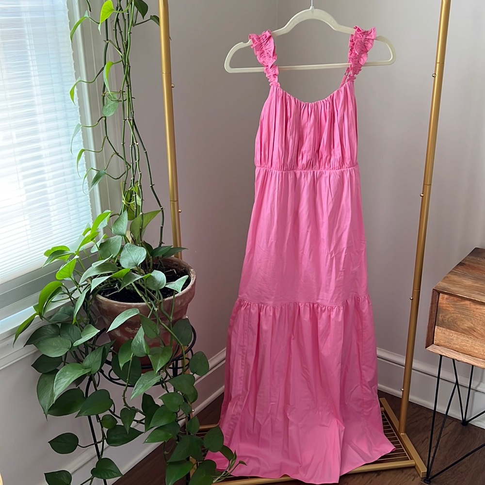 Abercrombie bow back raffle strap maxi dress size large